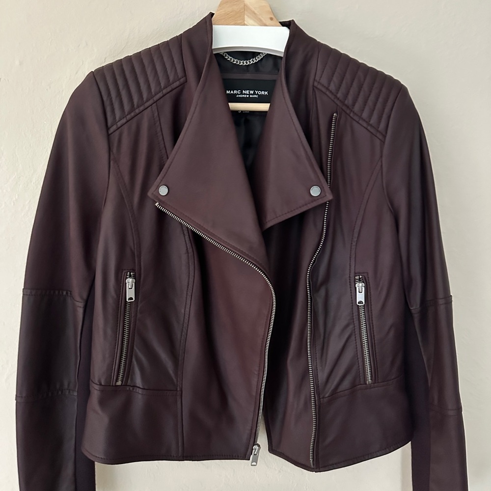 Marc New York by Andrew Mark lambskin leather jacket burgundy small